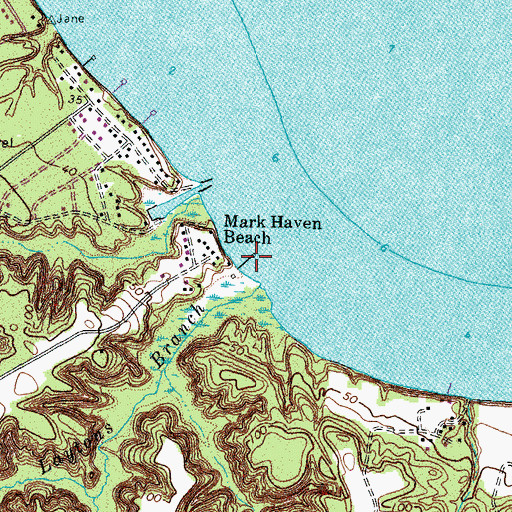 Topographic Map of Mark Haven Beach, VA
