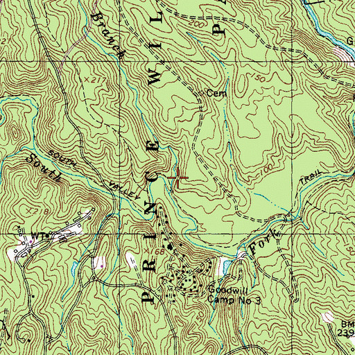 Topographic Map of Mary Bird Branch, VA