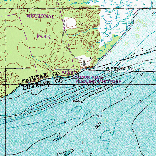 Topographic Map of Mason Neck Wildlife Sanctuary, VA