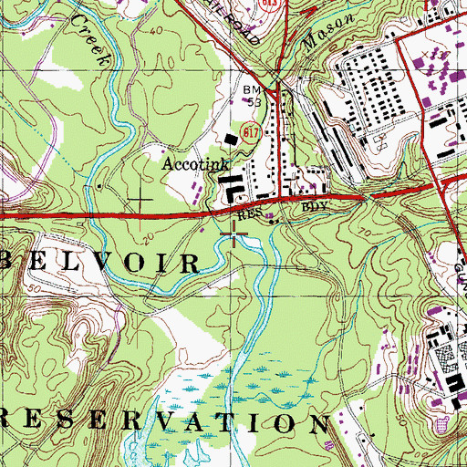 Topographic Map of Mason Run, VA