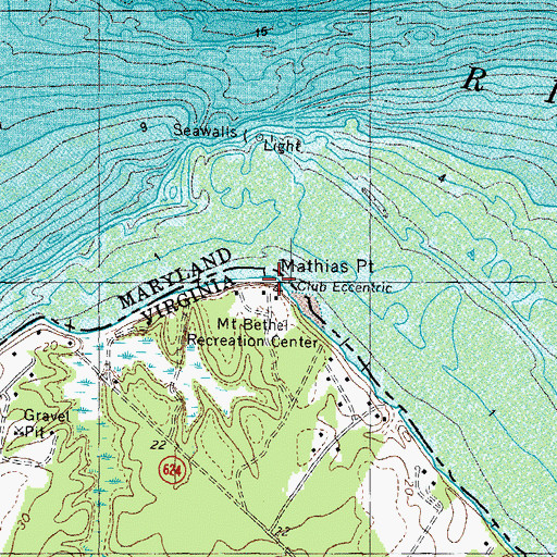 Topographic Map of Mathias Point, VA