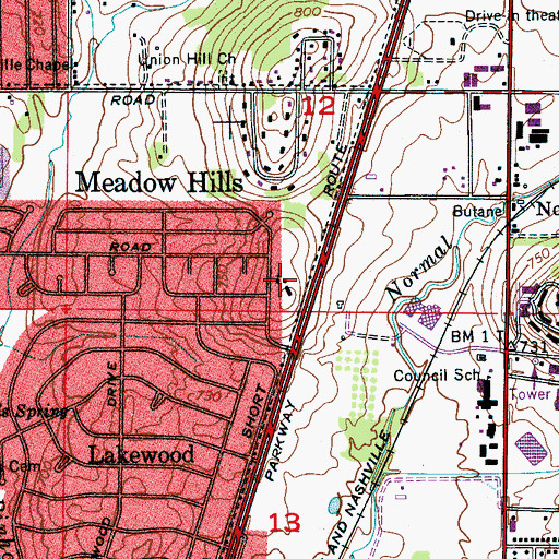 Topographic Map of Lakewood Presbyterian Church, AL