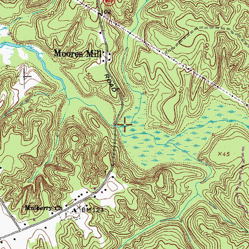 Topographic Map of Mill Branch, VA