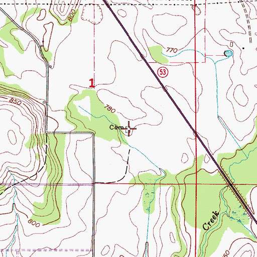 Topographic Map of Love-Wilburn Cemetery, AL