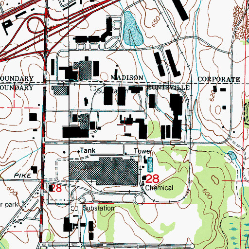 Topographic Map of Lowe Industrial Park, AL