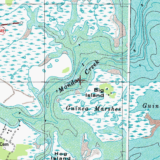 Topographic Map of Monday Creek, VA