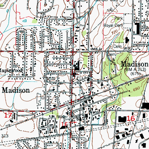 Topographic Map of Madison Baptist Church, AL