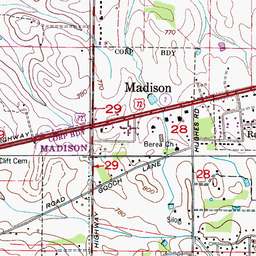 Topographic Map of Madison Church of God, AL