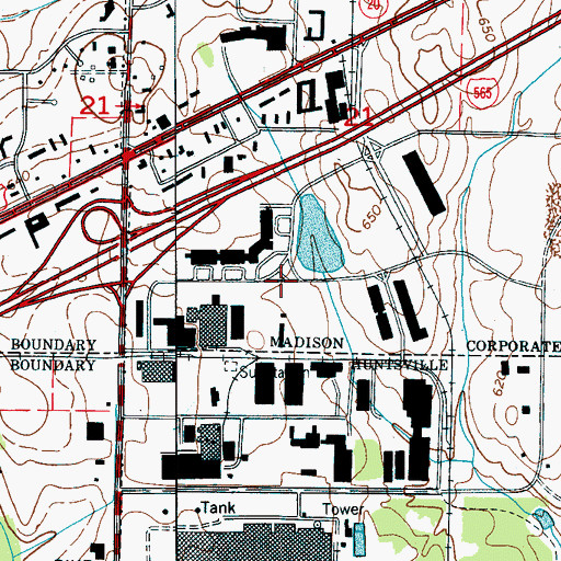 Topographic Map of Madison Industrial Park, AL