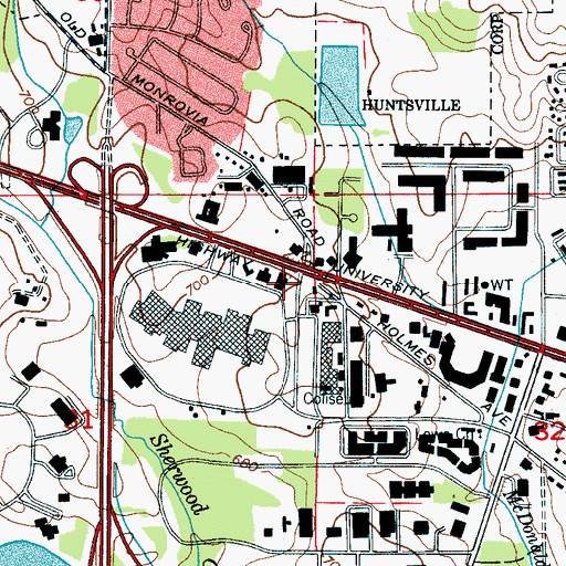 Topographic Map of Madison Plaza Shopping Center, AL