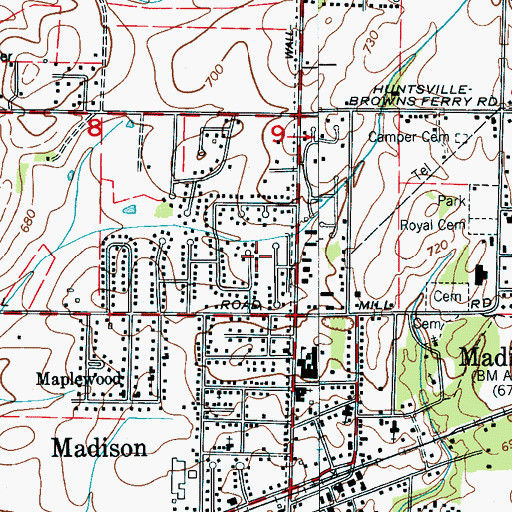 Topographic Map of Madison Point, AL