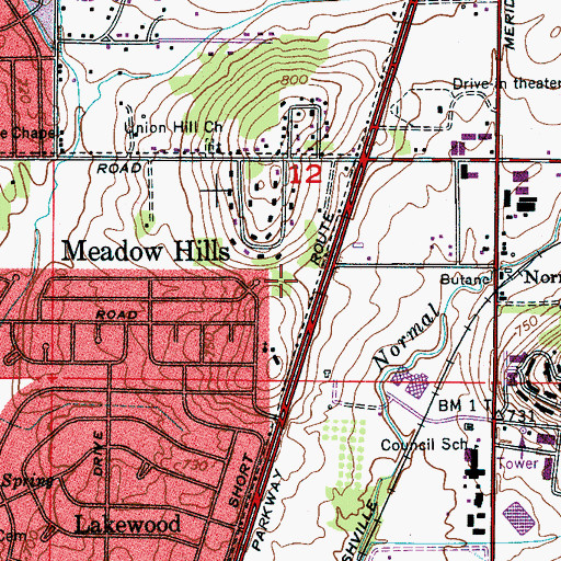 Topographic Map of Maplewood Park, AL