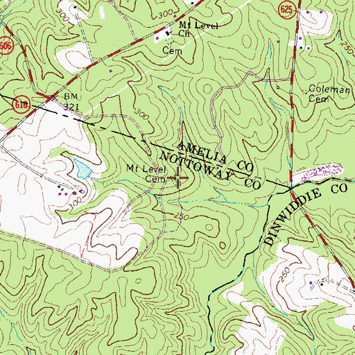 Topographic Map of Mount Level Cemetery, VA