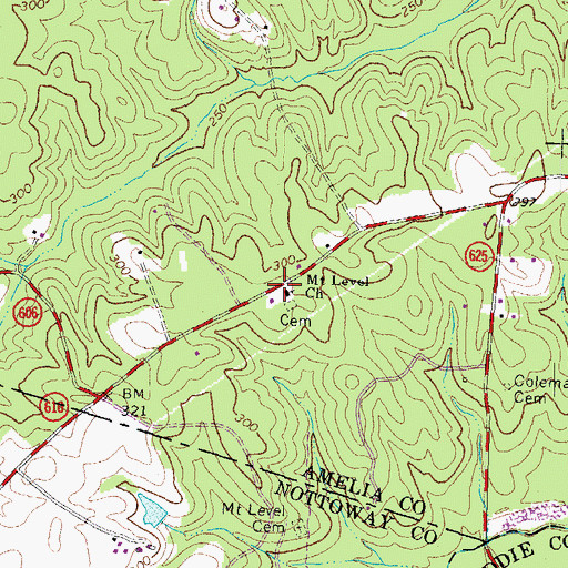 Topographic Map of Mount Level Church, VA
