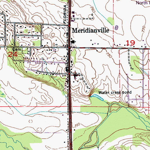 Topographic Map of Meridianville Junior High School, AL