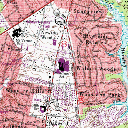 Topographic Map of Mount Vernon High School, VA
