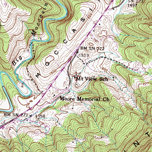 Topographic Map of Mount View School, VA