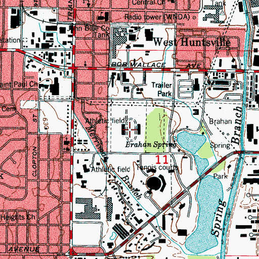 Topographic Map of Milton Frank Stadium, AL