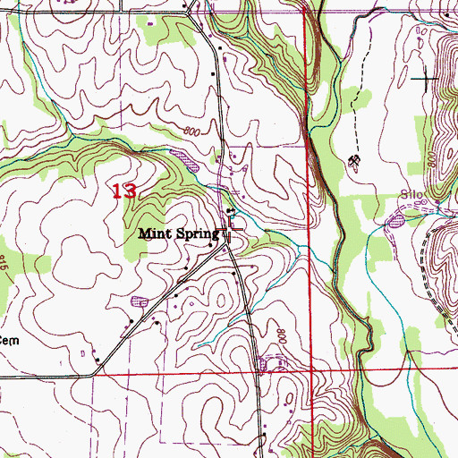Topographic Map of Mint Spring School (historical), AL