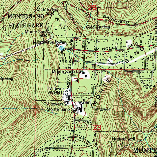 Topographic Map of Monte Sano Baptist Church, AL