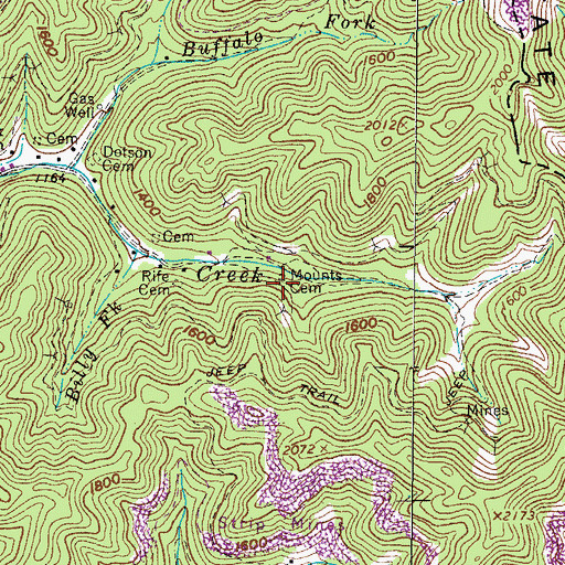 Topographic Map of Mounts Cemetery, VA