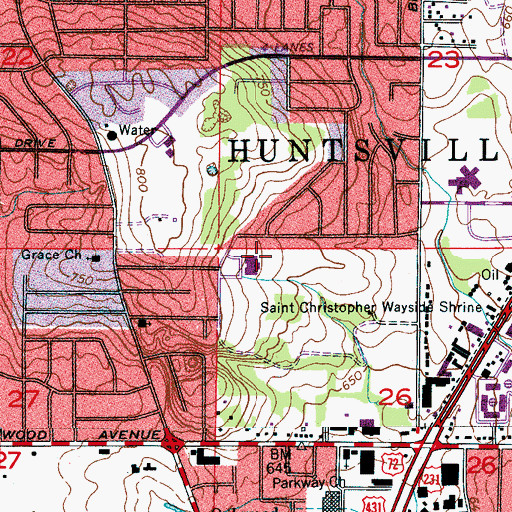 Topographic Map of Montview Elementary School, AL