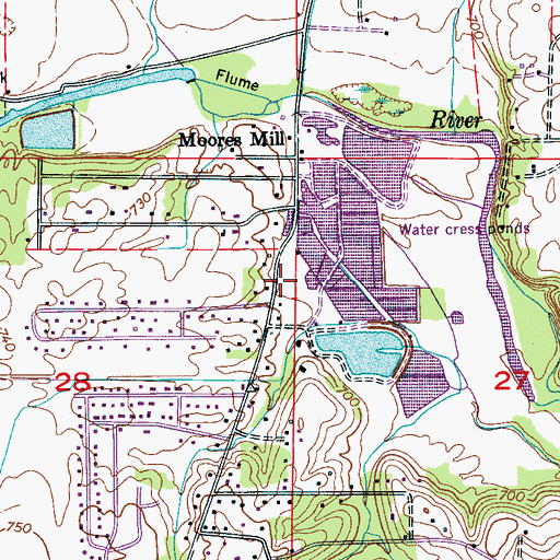 Topographic Map of Moores Mill Church, AL