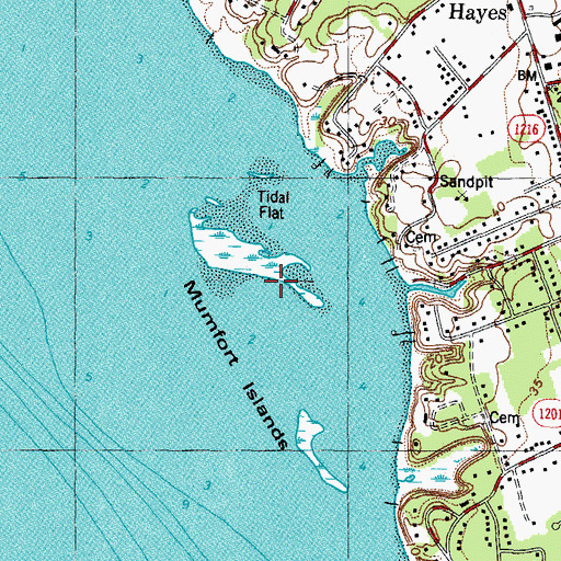 Topographic Map of Mumfort Islands, VA