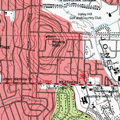 Topographic Map of Morris Cemetery, AL