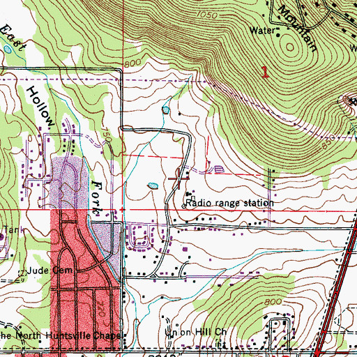 Topographic Map of Mountain Springs Estates, AL
