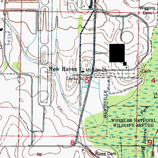 Topographic Map of New Haven Cemetery, AL