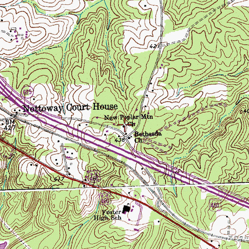 Topographic Map of New Poplar Mountain Church, VA