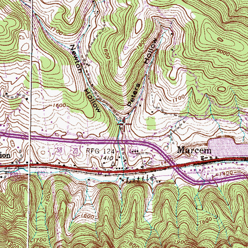 Topographic Map of Newton Hollow, VA
