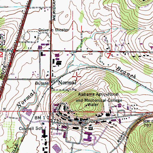 Topographic Map of Normal Cemetery, AL
