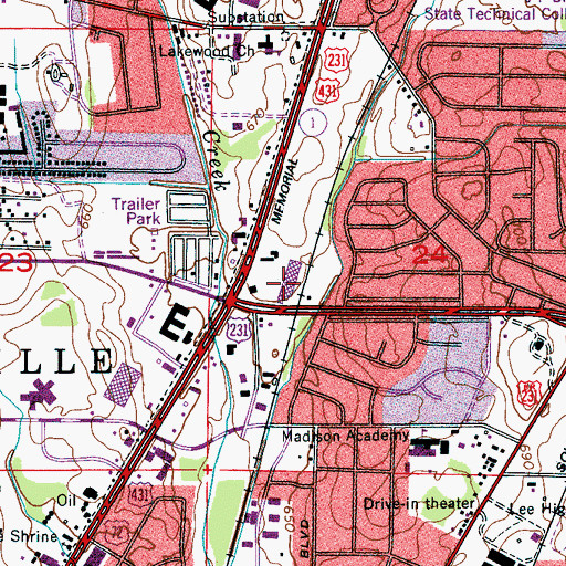 Topographic Map of Northside Plaza Shopping Center, AL