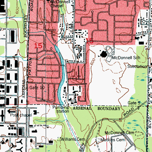 Topographic Map of Oak Leaf, AL