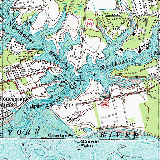 Topographic Map of Northeast Branch Sarah Creek, VA