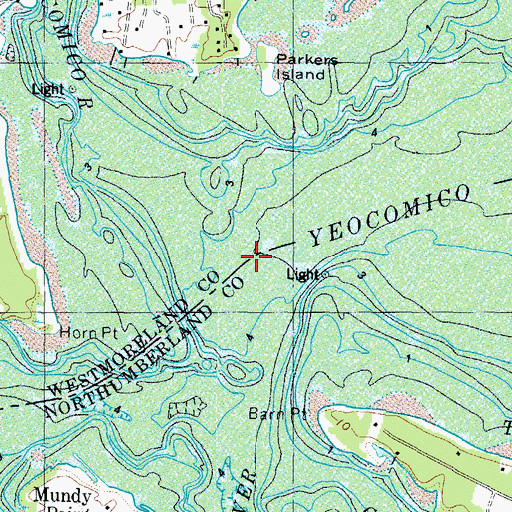 Topographic Map of Northwest Yeocomico River, VA