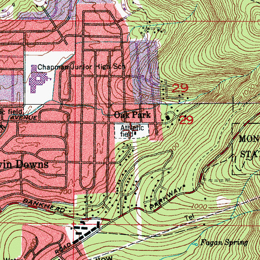 Topographic Map of Oak Park Playground, AL
