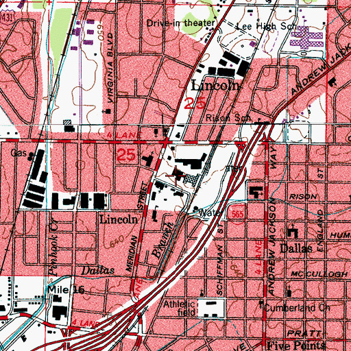 Topographic Map of Oakwood Village Shopping Center, AL