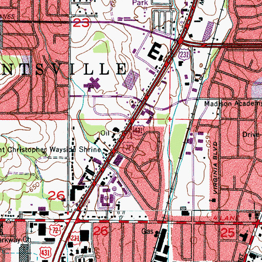 Topographic Map of Pearsall Shopping Center, AL
