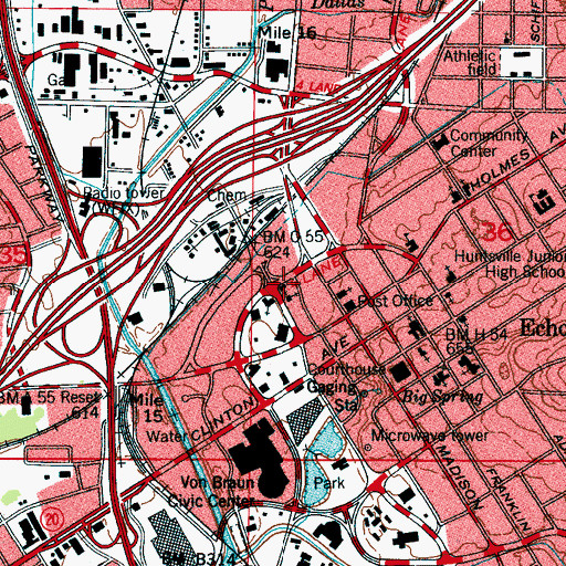 Topographic Map of Phillips Chapel (historical), AL