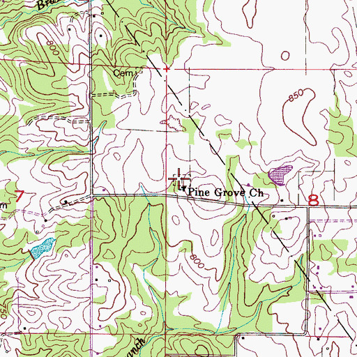 Topographic Map of Pine Grove Cemetery, AL
