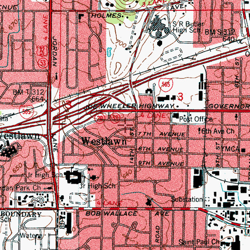 Topographic Map of Pine Park, AL