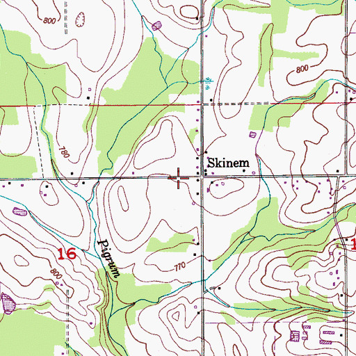Topographic Map of Pleasant Oak Church, AL
