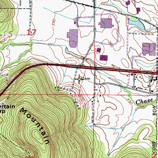 Topographic Map of Powell Cemetery, AL