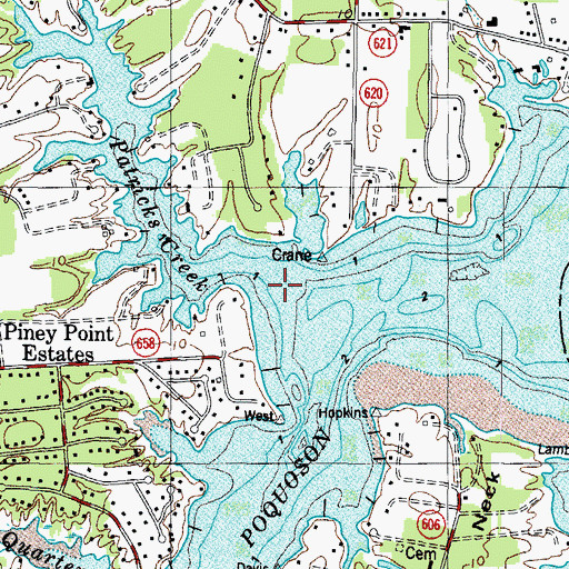 Topographic Map of Patricks Creek, VA