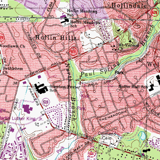 Topographic Map of Paul Spring Branch, VA