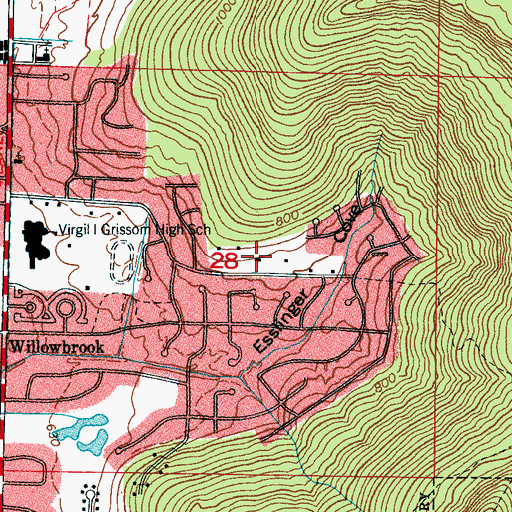 Topographic Map of Ridgewood, AL