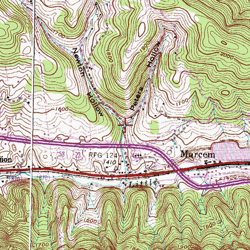 Topographic Map of Peters Hollow, VA